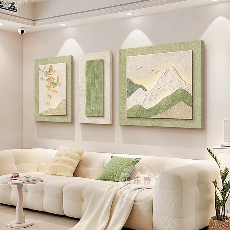 法式奶油风沙发背景墙装饰画背有靠山客厅墙面挂画两联画2025新款