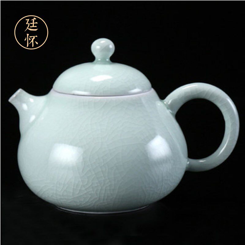 汝窑茶壶单壶功夫陶瓷泡茶壶汝瓷茶具中式单个大容量李廷怀开片