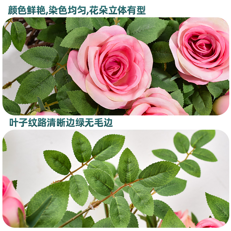 仿真玫瑰花藤吊兰室内墙面管道遮挡壁挂橱窗阳台装饰绿植假花藤条