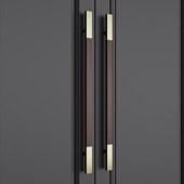 实木大门拉手中式 玻璃门把手酒店会所大门拉手原木胡桃木色拉手