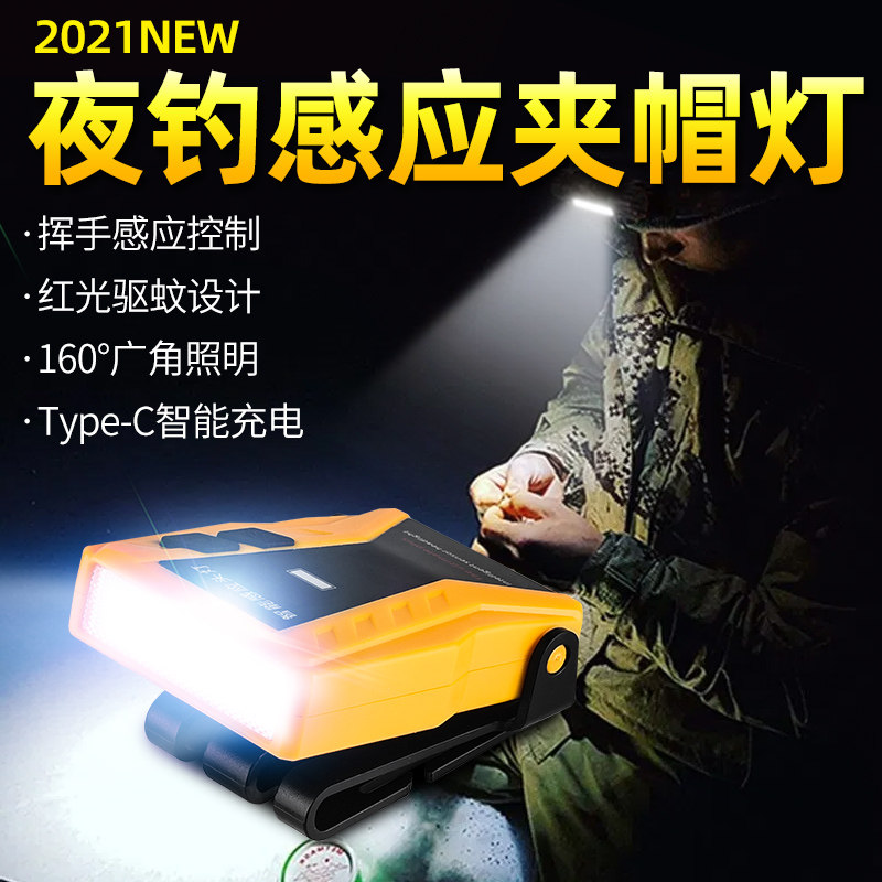 银诺头灯钓鱼专用充电头戴式超亮迷你超轻强光小号夜钓感应夹帽灯