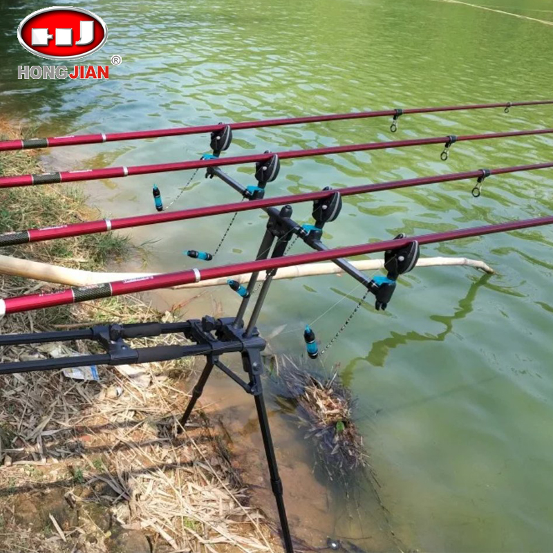 红健远投库钓支架铝合金炮台多功能折叠架杆抛竿海竿架可配报警器