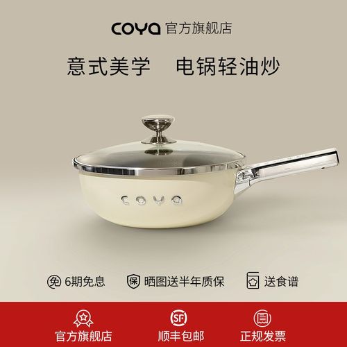 COYA电炒锅家用多功能电炒菜炒锅一体式蒸煮煎不粘锅插电锅无涂层