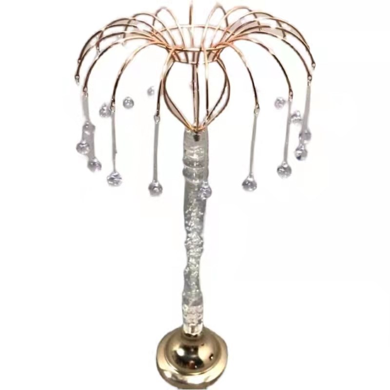 新款婚庆道具桌插花器金色镂空铁艺花瓶花架子装饰婚礼桌花摆件