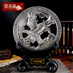 大展宏图马到成功炭雕圆盘工艺品摆件活性炭客厅办公室玄关装 饰品
