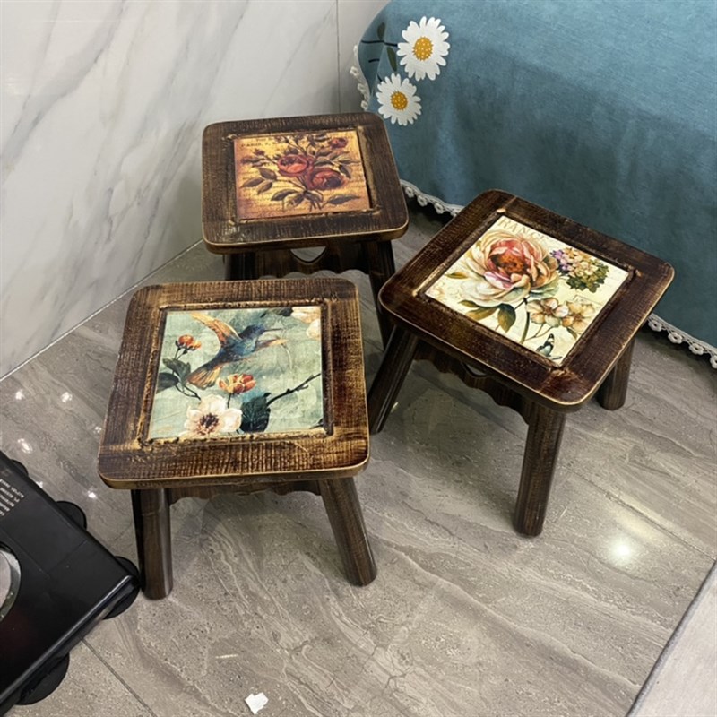 现代简约凳子实木小凳子创意方凳复古客厅圆凳家用儿童凳茶几凳子
