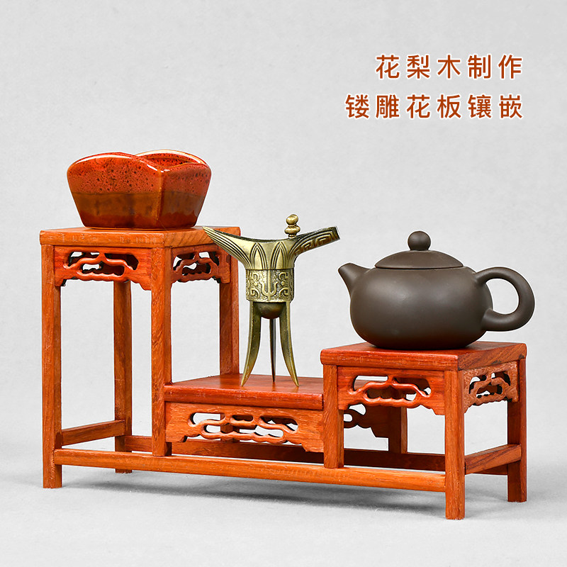 鸡翅木小博古架实木中式仿古多宝阁茶具杯架茶壶架古董摆件展示架