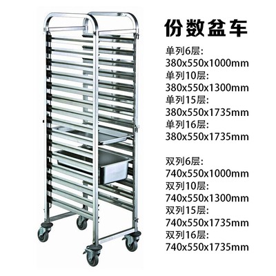 列份数盆车不锈钢静音饼盘车单列饼份车方盆车份架烤车餐车架子