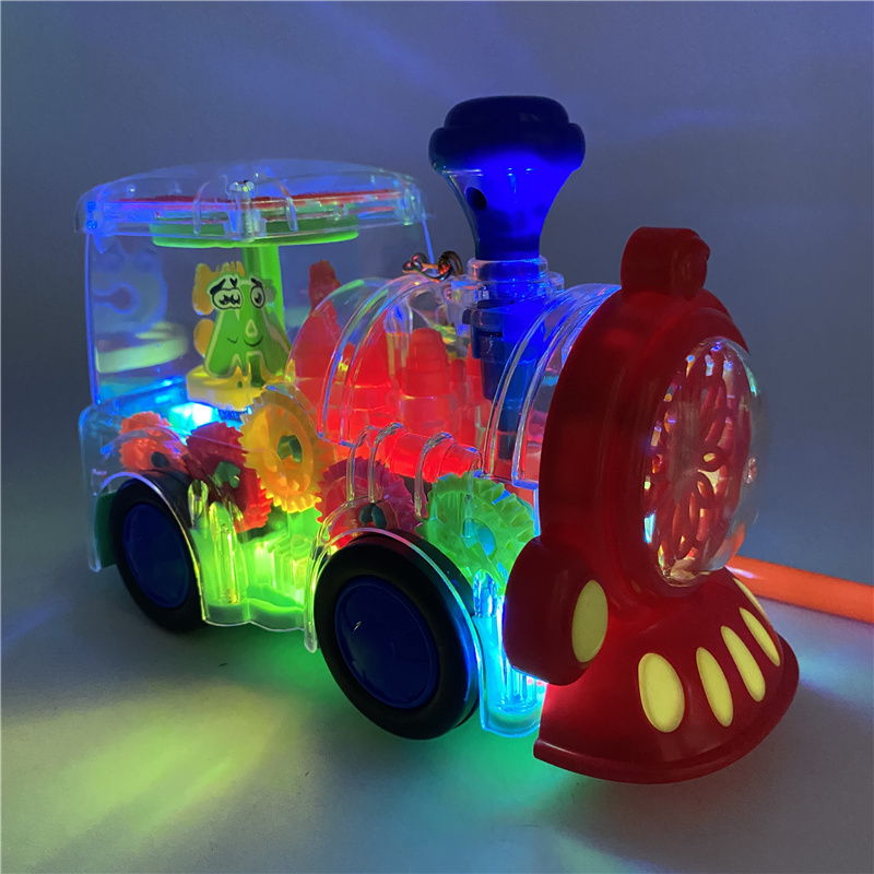 元旦节庆电动万向齿轮火车灯笼可关音乐灯光电动火车儿童