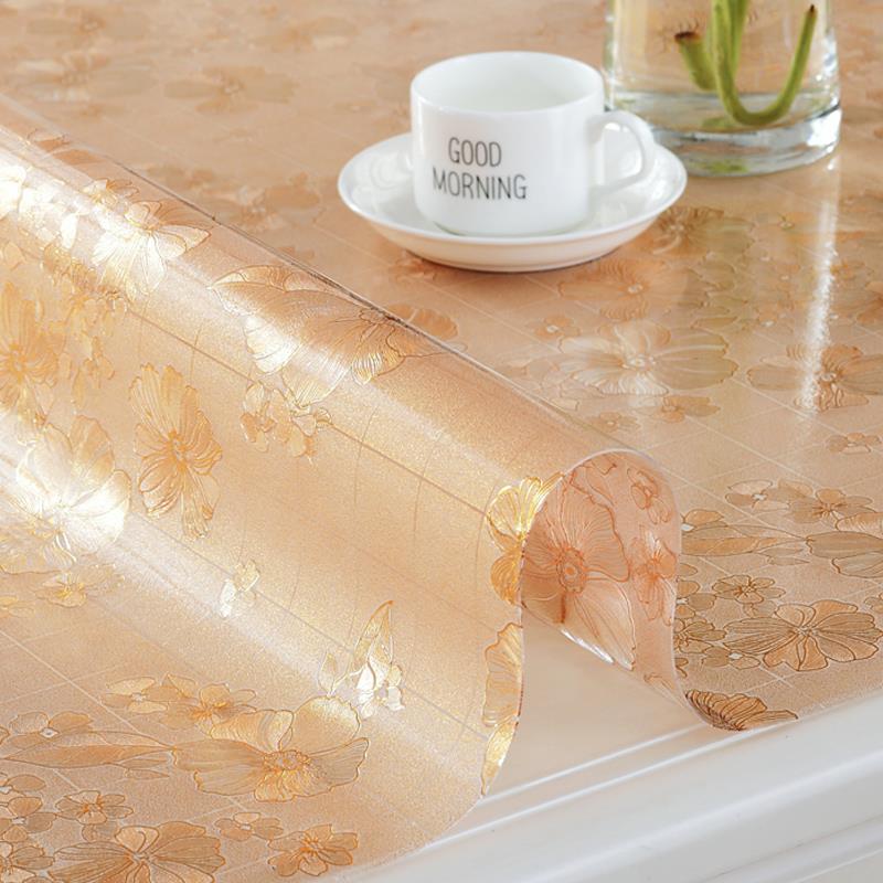 桌面保护膜软玻璃印花垫桌子的塑料桌皮垫子防水布卓布餐桌垫