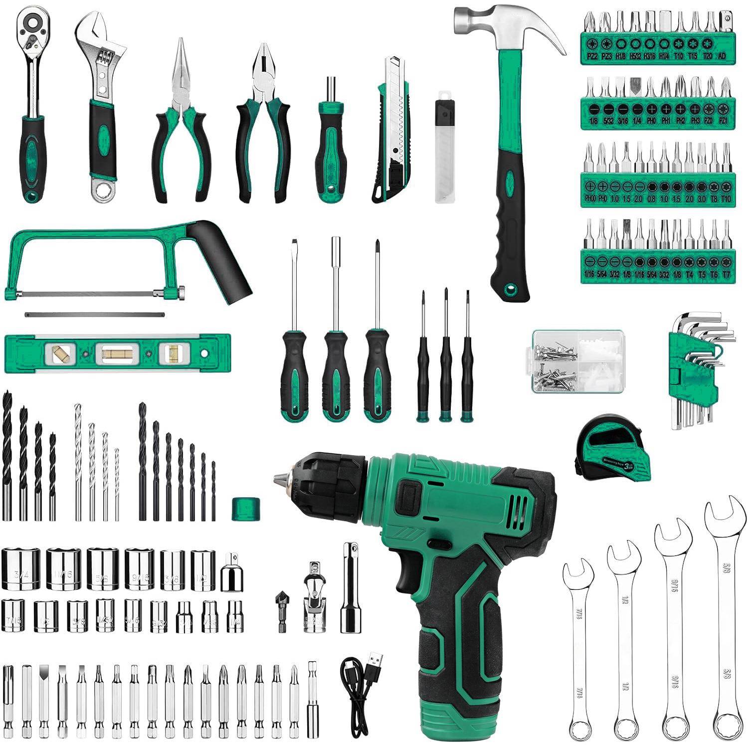 12用具V锂电钻家家工具箱抽屉式公工盒多功能用五金DKX工具套装
