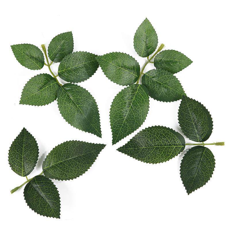 叶子玫瑰花叶配件厂家片直销人造003丝玫瑰仿真物植插假花布料网