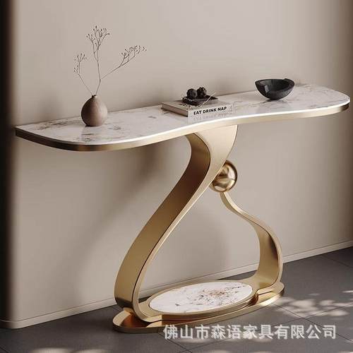 轻奢景风台岩板玄关桌现代简约玄关客EMI厅门条案端台靠墙对大小