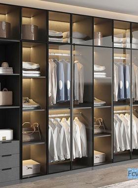 妆誉玻木质轻奢衣柜璃实储物EWT柜柜小现户型衣橱子免安装代简约