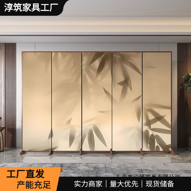 屏风隔断客厅入户正对门中式玄关遮挡可折叠移动山水饭店包间屏风