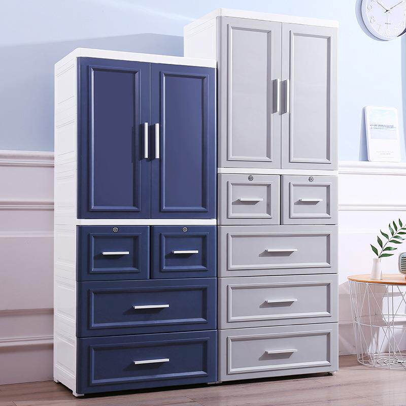 家HHJ式轻奢双门塑料衣柜成人款开用特大欧号简易组合卧室宝宝收