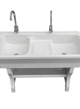 外头洗衣池阳台石石英石洗衣水搓带衣板一体AEG成型庭院加室厚款