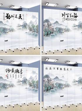 新玄中式屏现风隔断客厅关挡代简TTW约轻奢感实木折叠屏风遮文化