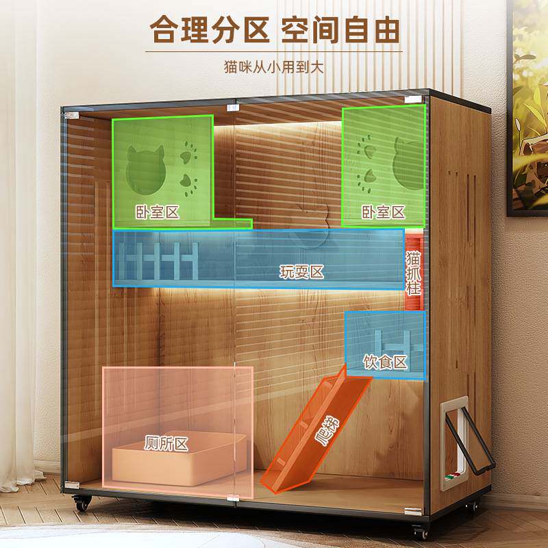 猫别墅木质家用猫窝宠物笼空间全景猫柜猫咪窝室内猫房猫笼子