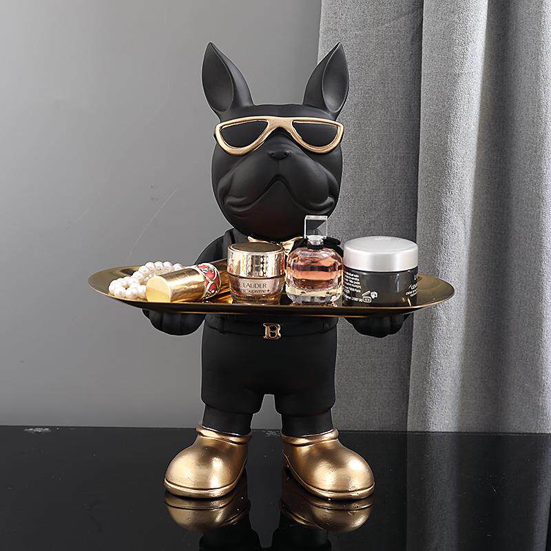 斗牛犬动物雕像家装居饰510配像件餐桌饰品储物托盘狗模型雕塑雕