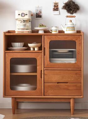 日ILS茶式靠樱桃木餐边柜家储物柜实木小户型用客厅墙水柜沙发小