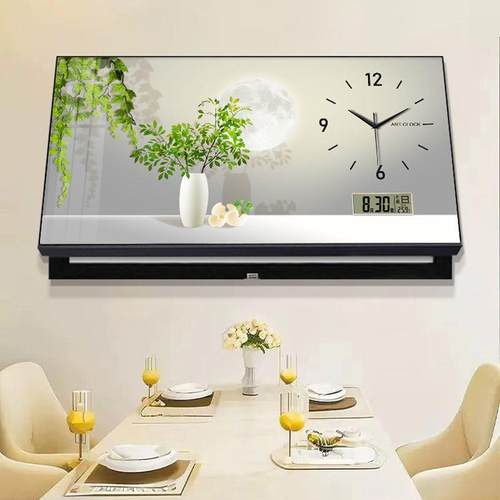 简挡约绿植万尺年历大寸电表箱装饰箱画带钟表遮配电开关时TOR钟