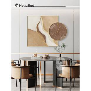 诧寂风艺术抽象装饰画意式简约餐厅挂画玄关客厅饭厅挂钟组合壁画