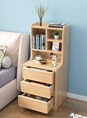 实木床加高柜超窄小型简约床边柜FJD柜迷你家用头带书架储物收纳