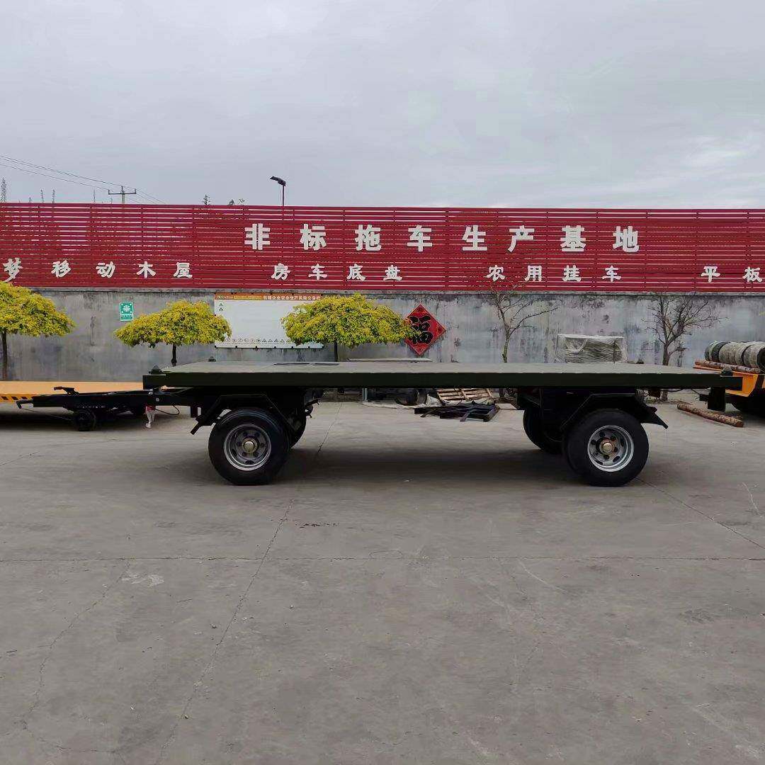 0吨牵1引式平板拖车加用厚YKJ钢板固坚耐行驶平稳转向灵活平板车