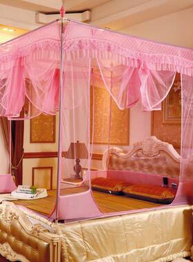 蚊帐家用坐床拉全封闭宝防摔宝YPR防蚊布烤漆架加支高回形底链蚊