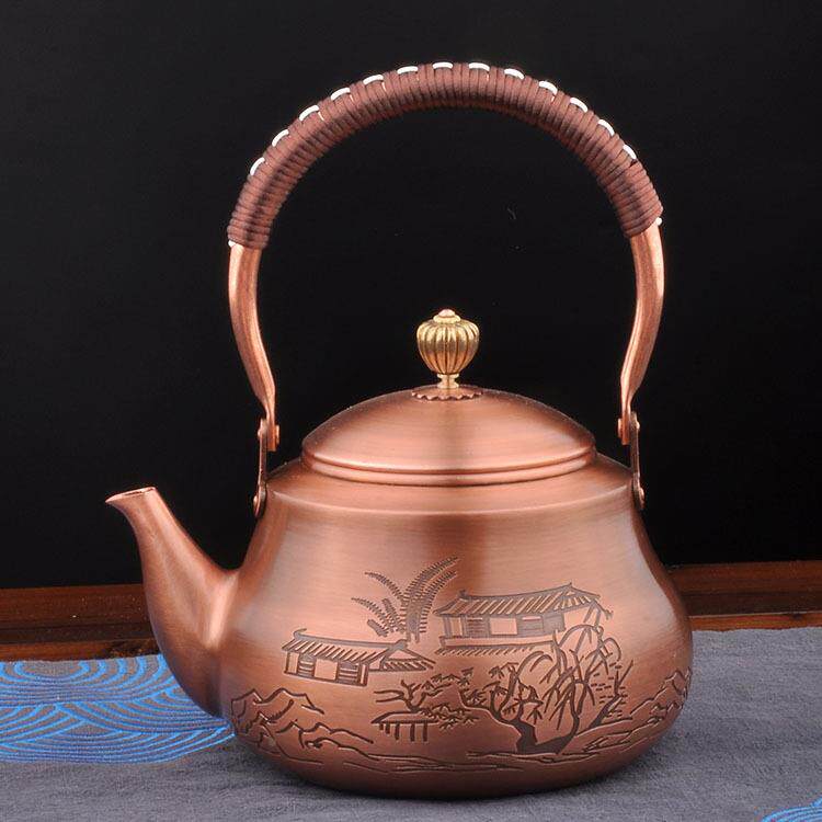 厂价直销紫铜工茶壶零售纯O紫铜手可工茶壶仿H3古艺铜壶印LGO