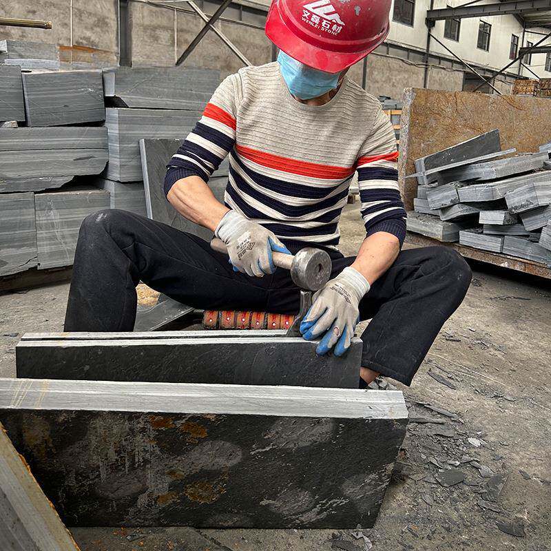 石磊步石材文青石板户外地砖庭院地铺石板天然178板岩踏石台阶砖