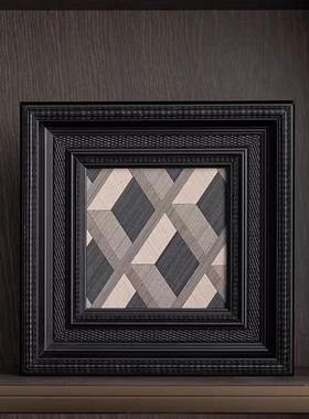 轻中式展现代样陈板间示柜奢列UDX搭配装饰艺术皮革鎏金布艺挂画