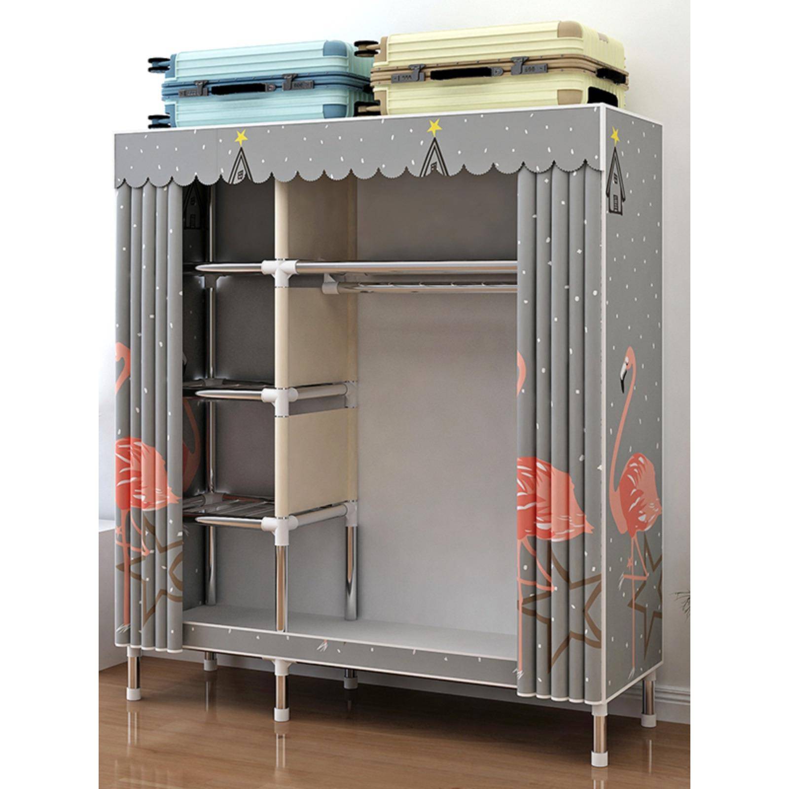 简易徐衣AL101198柜家用卧室组装衣柜钢管结实耐用布出租房衣屋橱