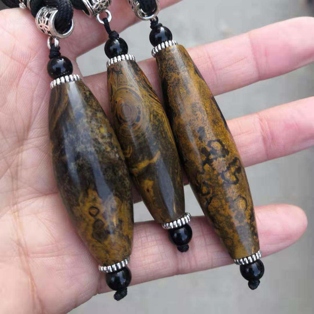 源头好货精选蒙天珠钱币石天珠勒子 收藏佳品九眼石页岩蒙天珠批