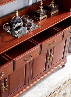 暖树式实木式餐欧边柜高柜储物柜碗书柜储UDC物柜碟柜美书柜实木