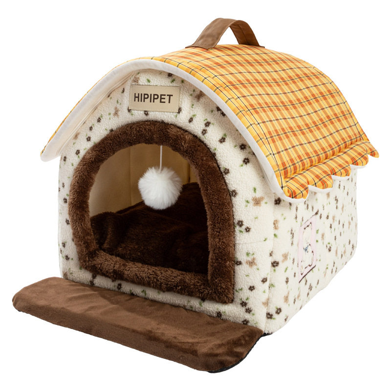 Autumn and winter warm pet kennel semi-enclosed cat house kennel detachable medium and large dog house kennel sleeping cat kennel cross-border