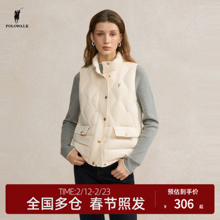 POLOWALK旗舰店秋冬保暖立领羽绒百搭马甲鸭绒短款女式休闲外套