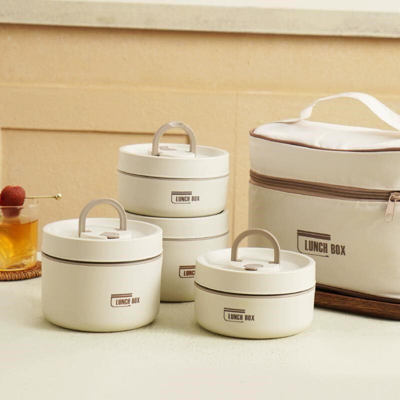 保温饭盒层多圆形层防漏304不A锈钢饭盒便当盒成人便当盒多层汤壶