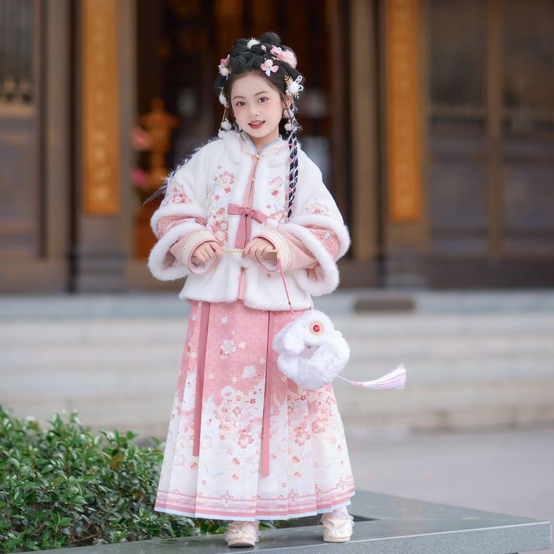 汉服女童冬季2025新款儿童国风加绒超仙冬装女孩古风唐装拜年