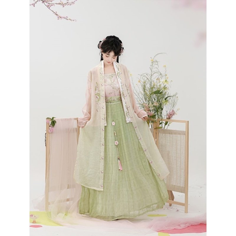 青衣华裳原创 盛夏 宋制汉服女吊带对襟短衫改良宋背心褶裙日常夏