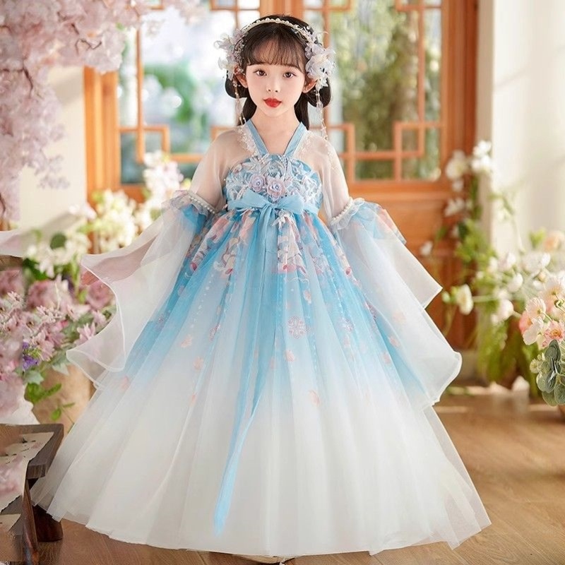 汉服女童秋季2024新款儿童古风高端超仙国风连衣裙女孩飘逸公主裙