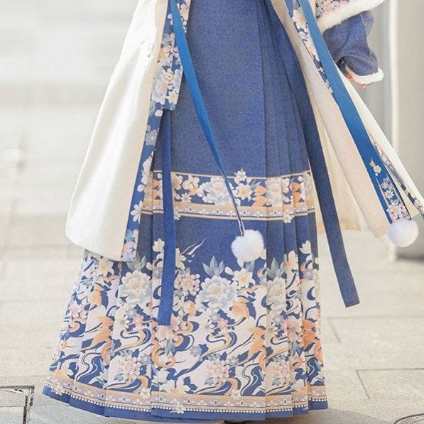 颜芙缇原创知意汉服女明制方领刺绣对襟长袄马面裙加绒加厚冬款