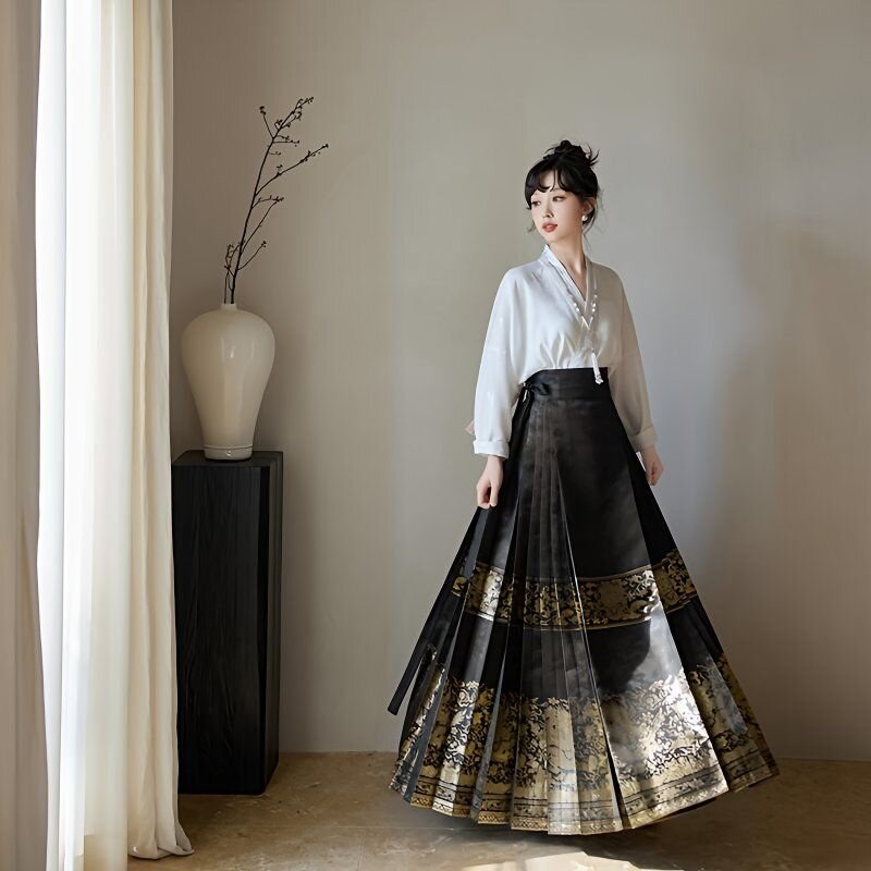 七月夕原创 云升荣华 明制多色马面裙百搭日常国风汉服套装女春季