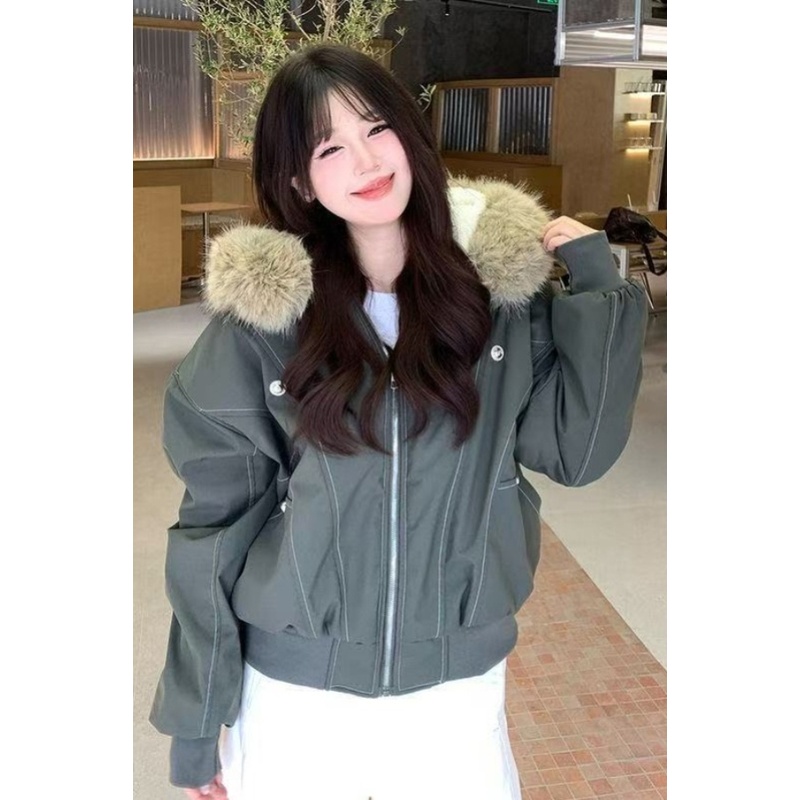 座山雕棉衣棉服女冬季2025加绒加厚派克服小个子短款夹棉外套棉袄