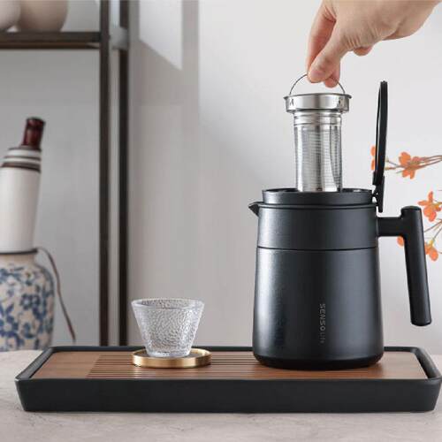 SENSO几简桌面泡茶壶保温杯保温壶内置双层茶滤不锈钢900ml