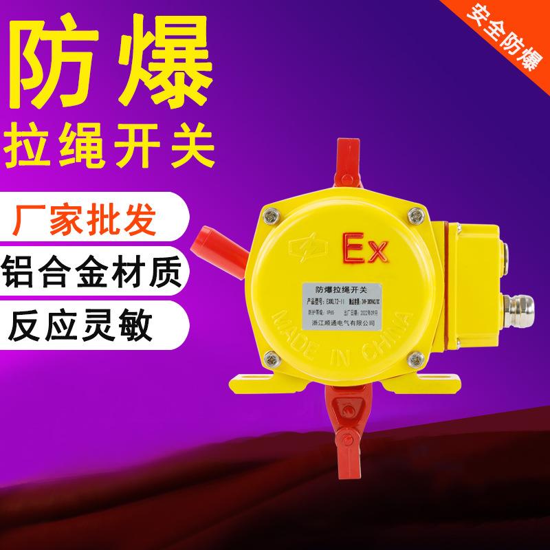 防爆拉绳开关带防水盒手动防爆双向急停拉线开关EXKLTII-2 XLLS-I