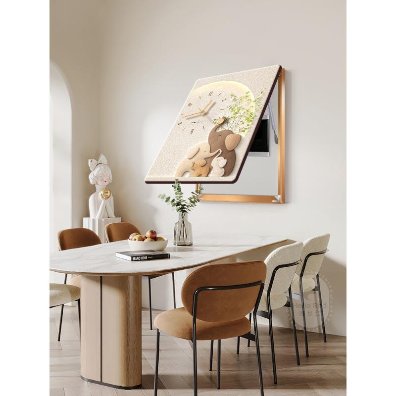 大OQB象电表箱箱钟装饰画带表配电箱竖款弱遮挡时钟挂画电闸箱电