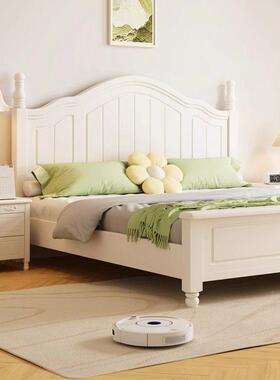 简美式5白色全实木约床现YJM代奶油风格人床1.主卧公主储物床