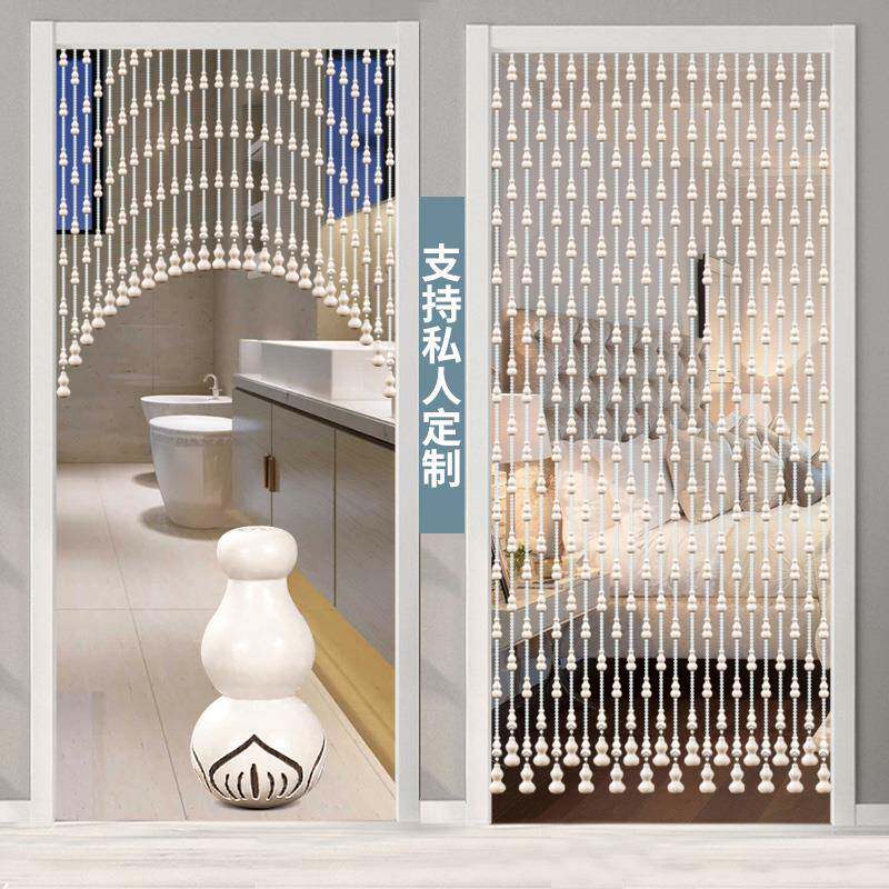 桃葫芦木珠帘门帘玄关客厅屏风隔断水帘帘子卫生间家用挂免打ICZ